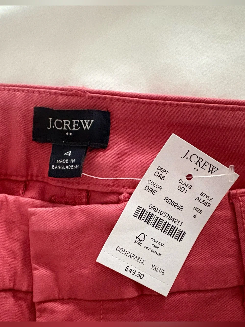J. Crew Coral Pink Women's Chino Bermuda Shorts